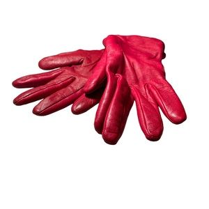 Charter Club Size L Red Leather Gloves.